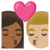 👩🏾‍❤️‍💋‍👨🏼 kiss: woman, man, medium-dark skin tone, medium-light skin tone display on Google